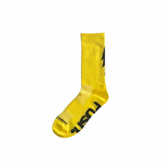 Yellow running socks for Manchester.