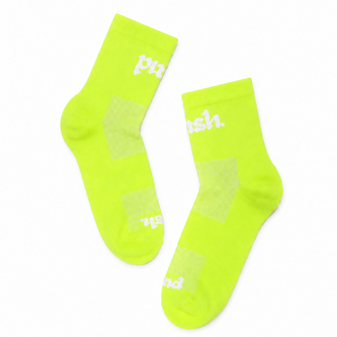 Performance Quarter Running Socks - Neon Yellow/White
