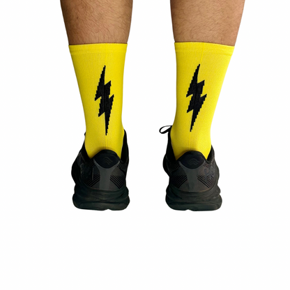 Yellow and Black running socks.