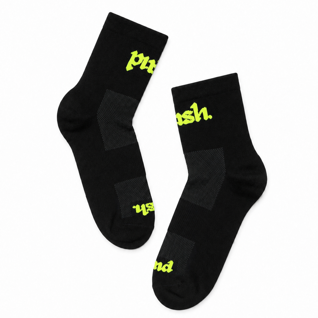 Performance Quarter Running Socks - Black/Neon Yellow