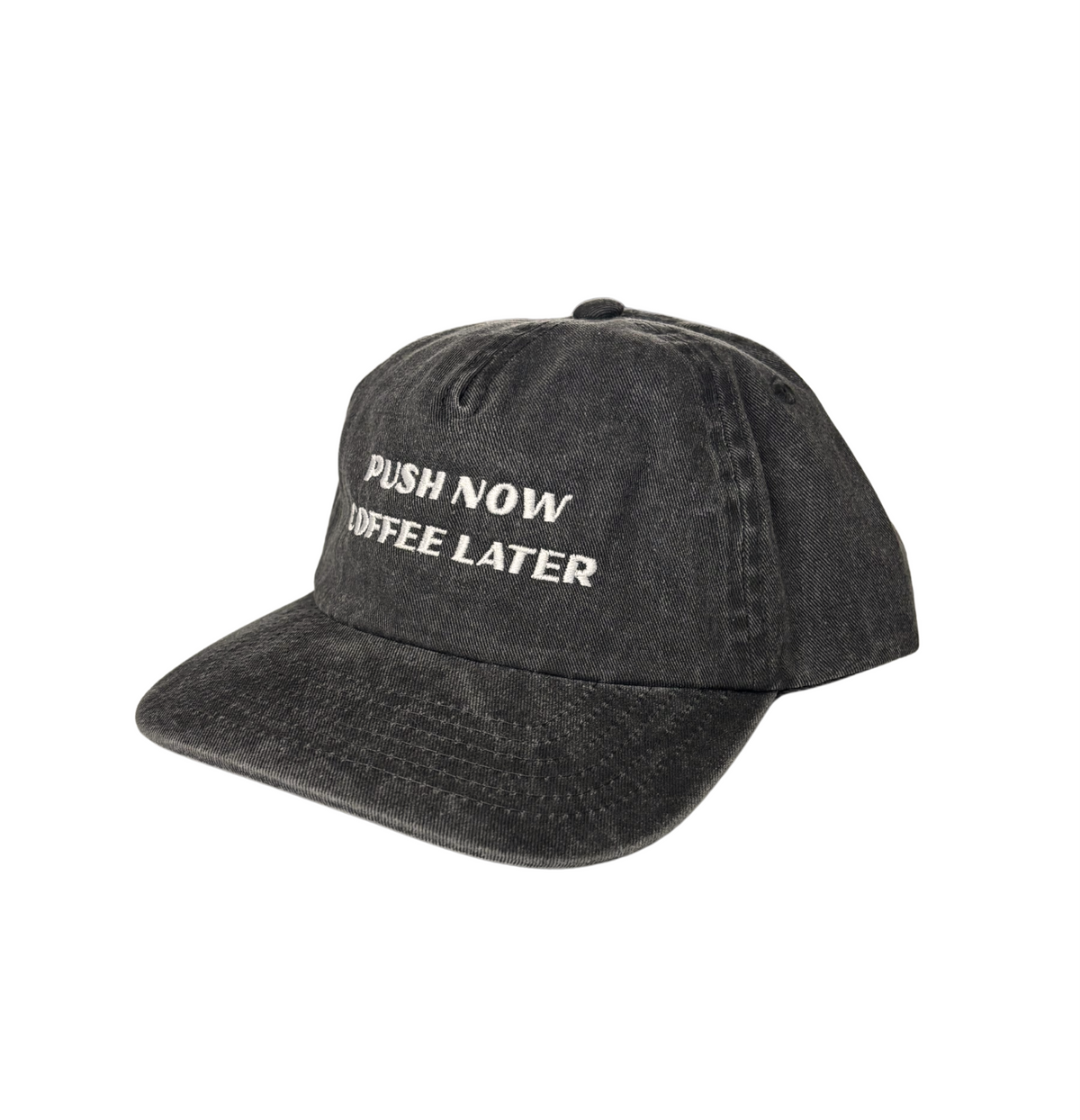 Push Now Coffee Later Cap - Washed Black