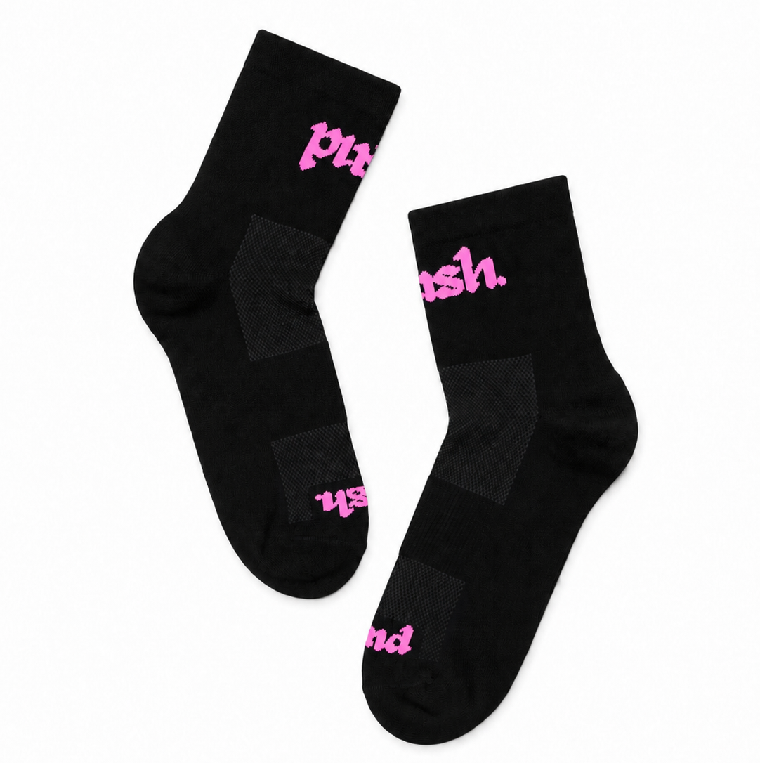 Performance Quarter Running Socks - Black/Pink