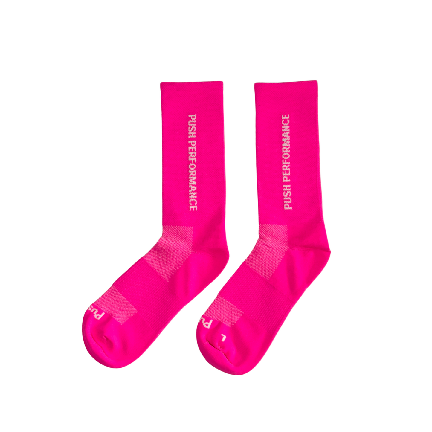 Pair of Push Performance hot pink endurance socks, designed for high-intensity training and bold style