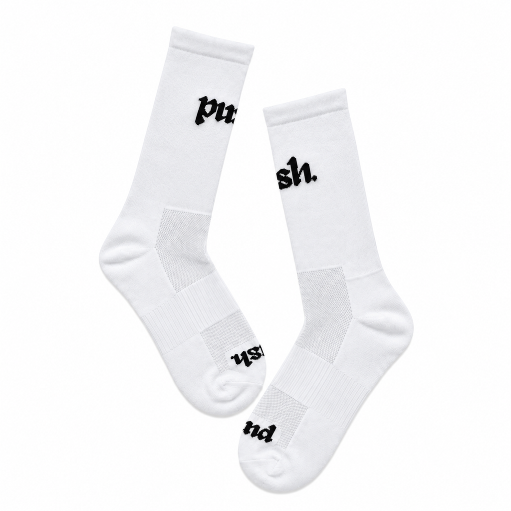 Performance Crew Running Socks - 'Push' White