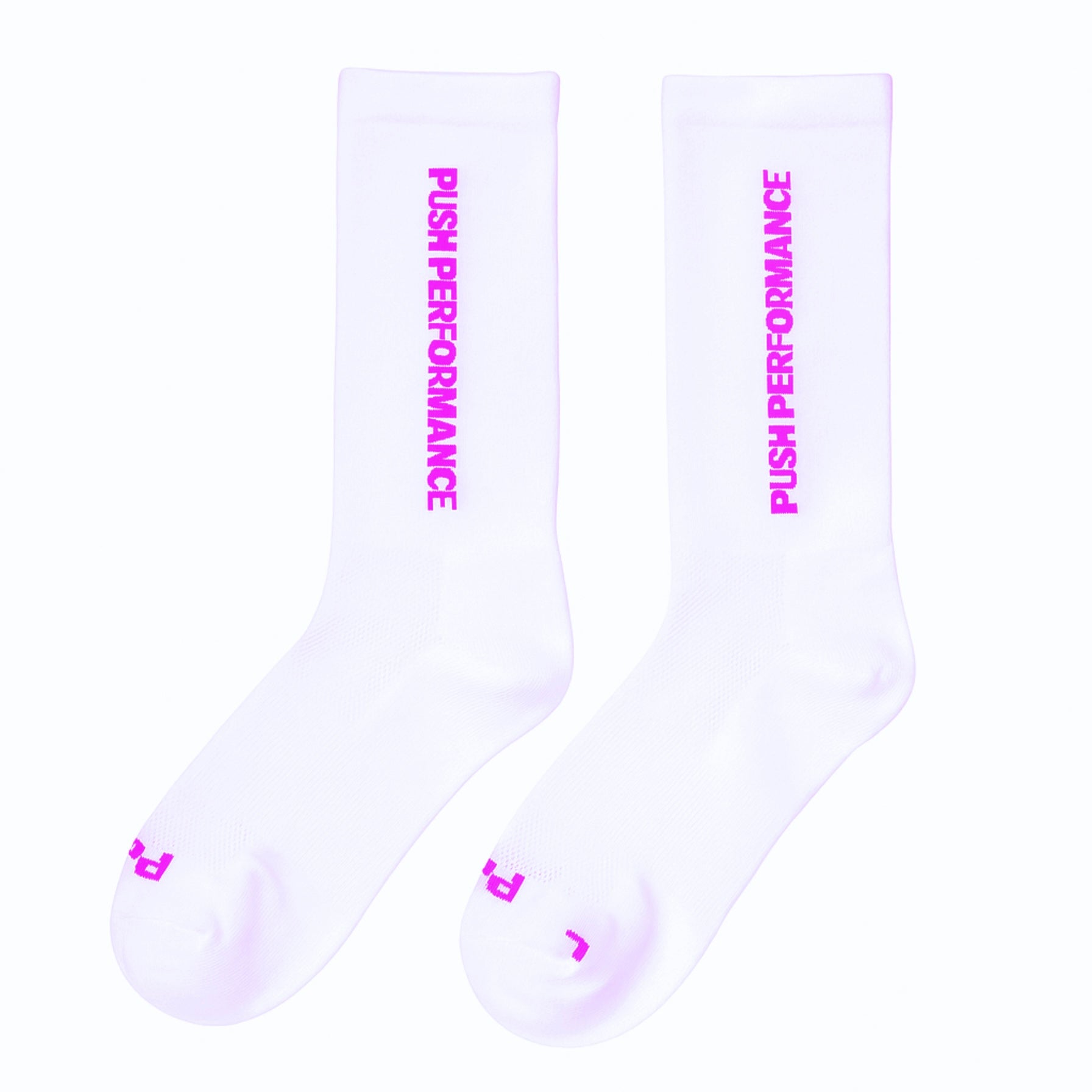 white and pink running socks