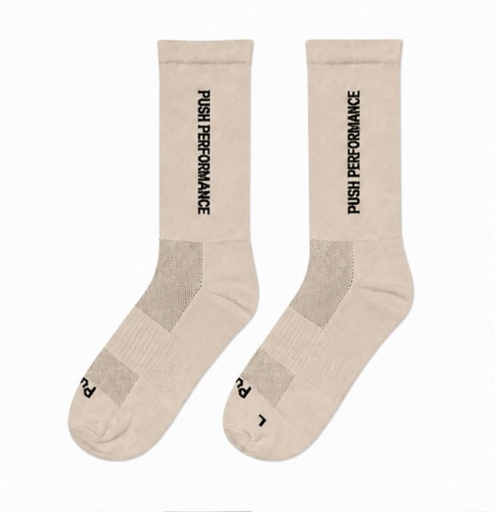 Performance Crew Running Socks - Sand Beige